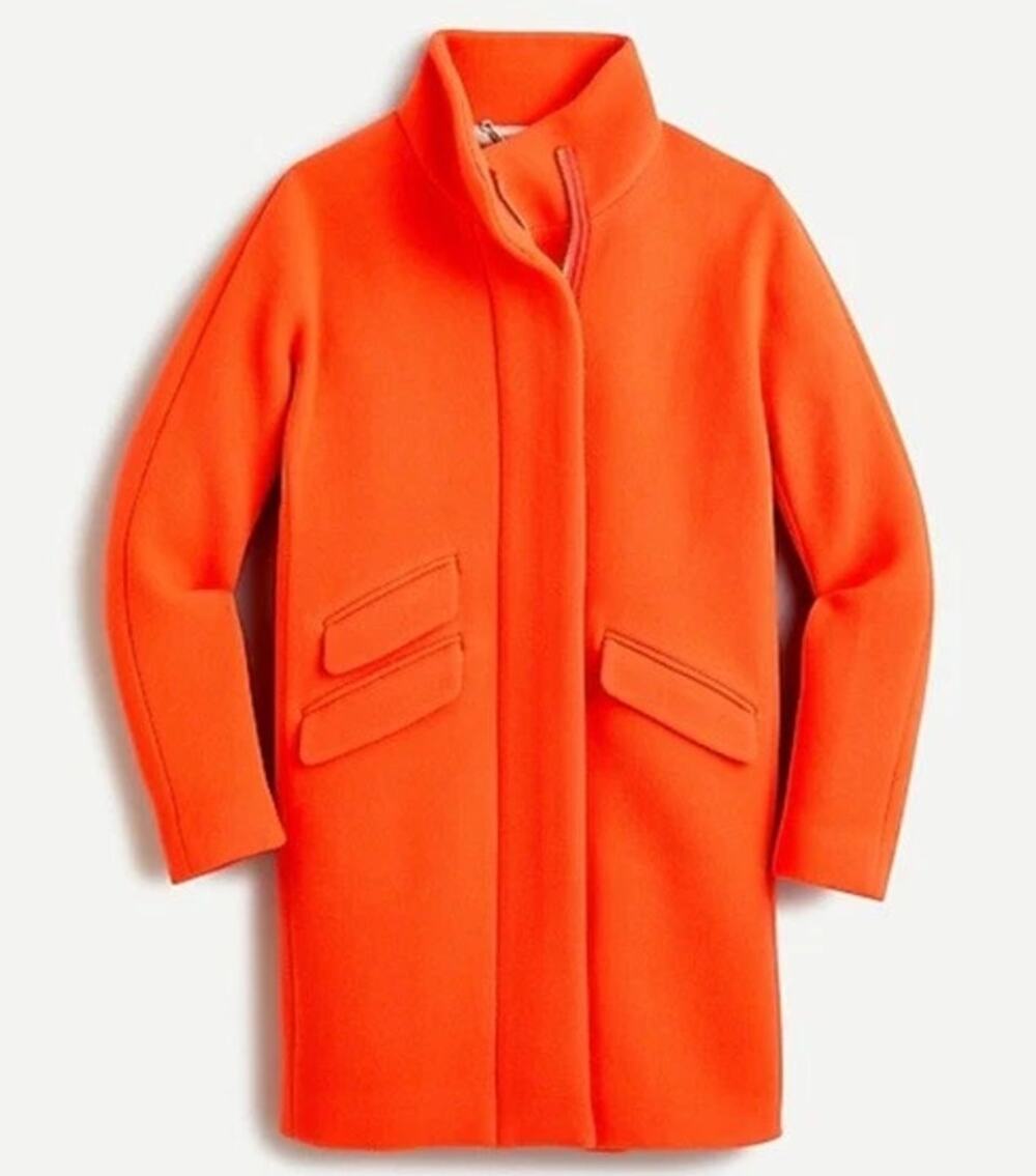 J. CREW Cocoon Coat NWT Italian Stadium Cloth Wool Blend Hunter Orange Women's 2